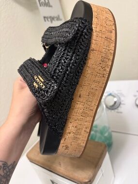 Coach raffia platform sandals